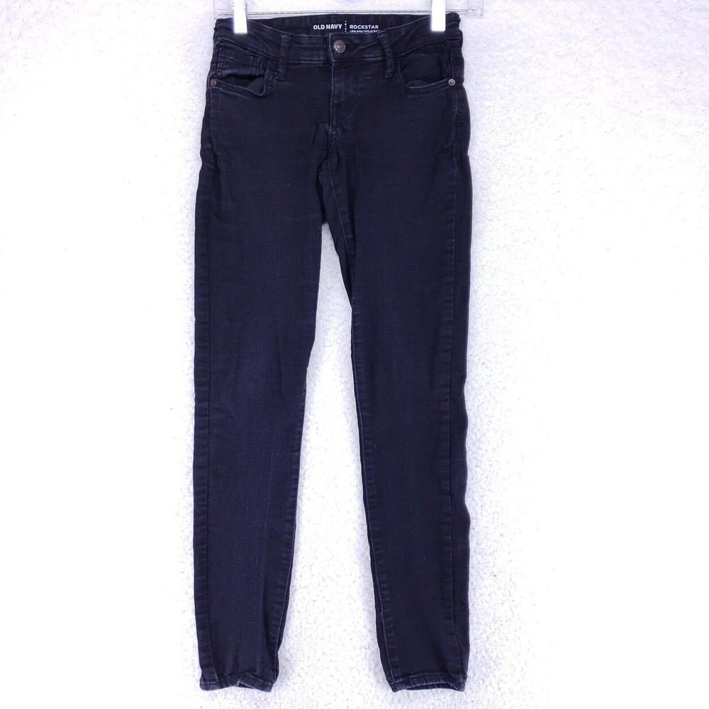 American Eagle Rockstar Stretch Black Jeans Womens Size 2 Low Rise Denim Pants